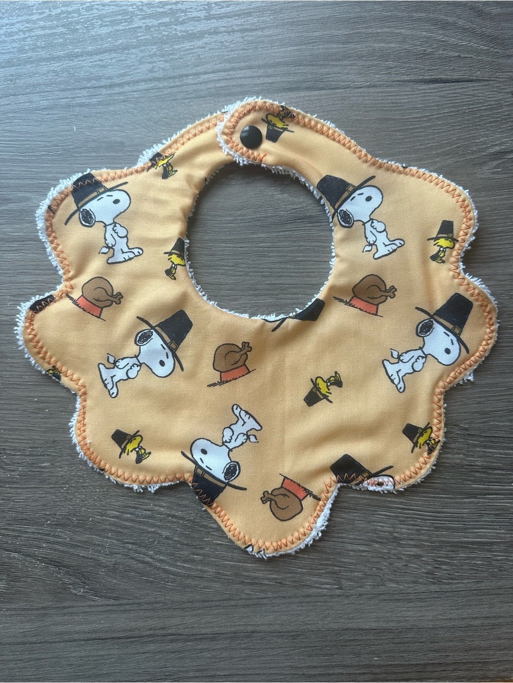 Snoopy Print Orange Baby Bib - Kids Accessories